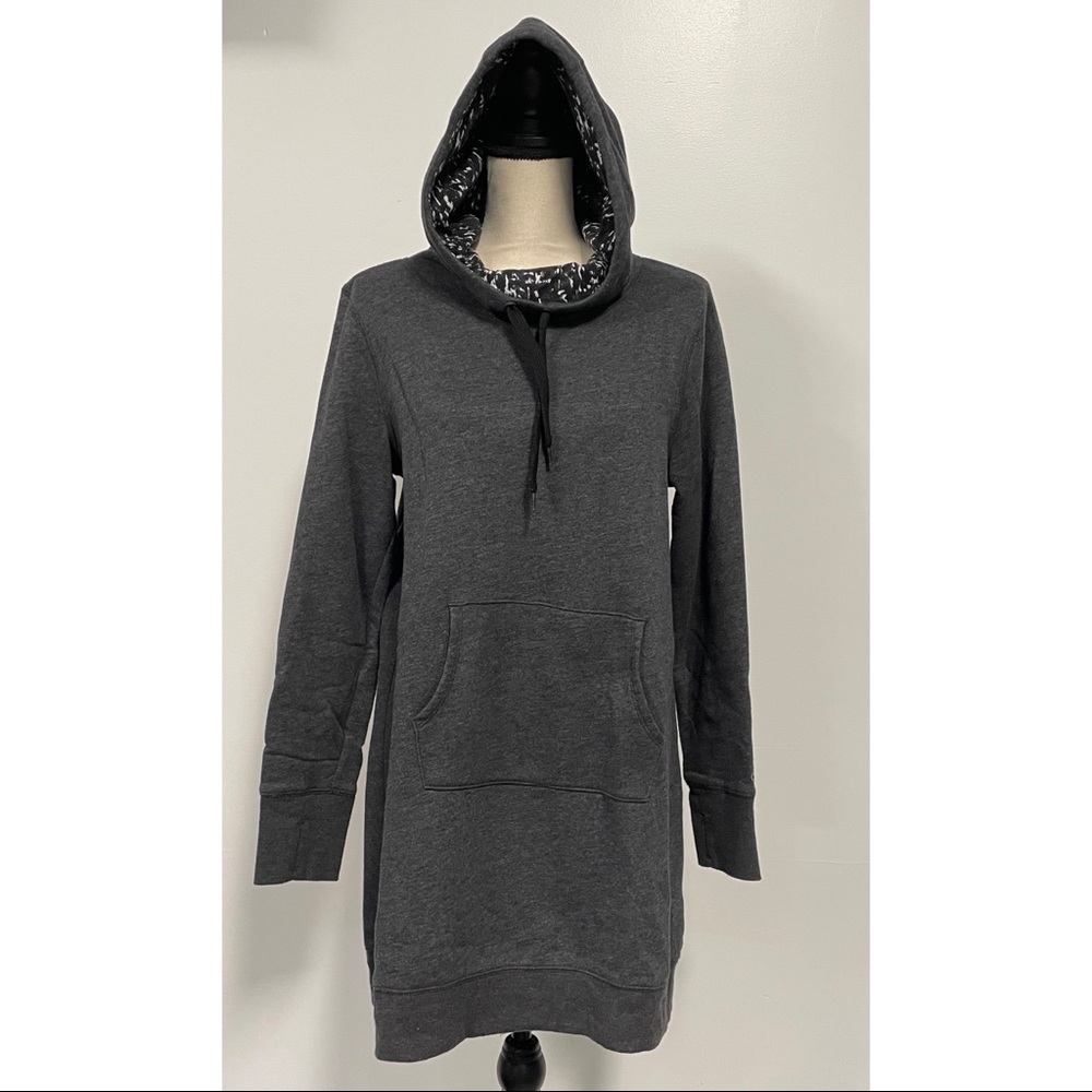 Gaiam Tunic Length Sweatshirt Hoodie Dark Gray Size M